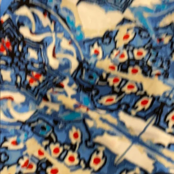 (Size 1X, 2X) Rafaella Blue Printed Slit Neck Top - Picture 9 of 10